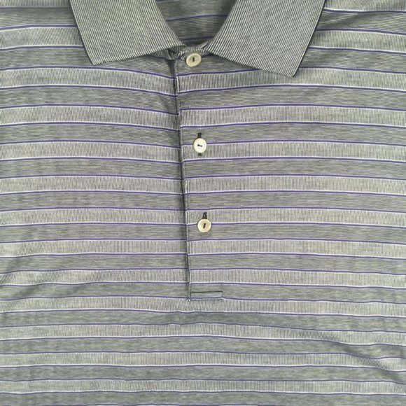 Peter Millar Polo Shirt Mens M Golf Gray Striped Rattle Snake Point Golf Club - Picture 5 of 9